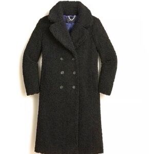 J. Crew Black Double-Breasted Teddy Coat